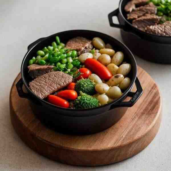 Горшочки с овощами и говядиной